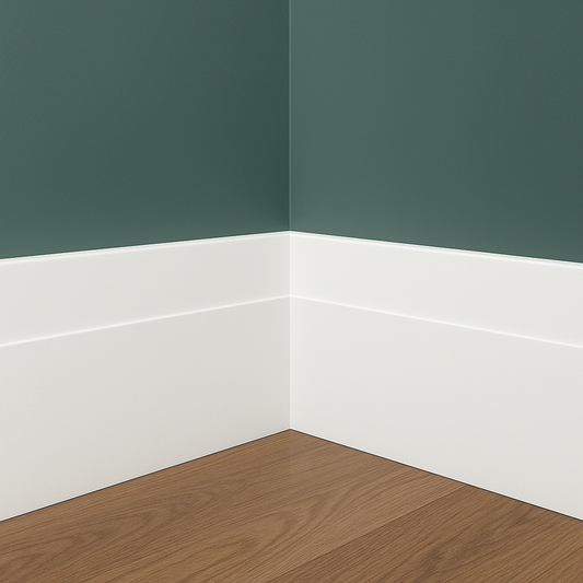 9/16" x 5 1/2" x 16' Primed Pine Modern Farmhouse Baseboard